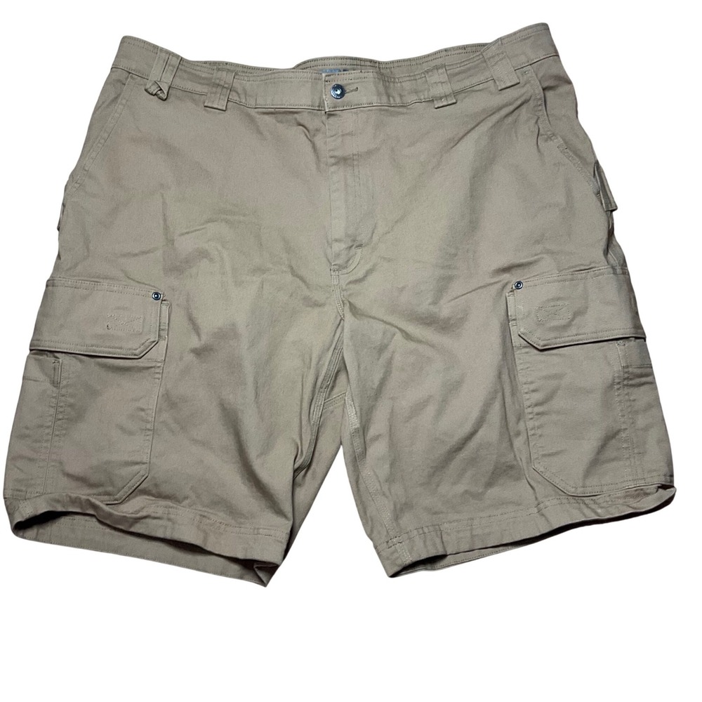 Duluth Trading Co Flex Fire Hose Relaxed Fit Cargo Shorts Mens 44 Khaki Tan 0307